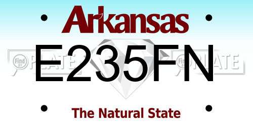 E235FN Arkansas License Plate