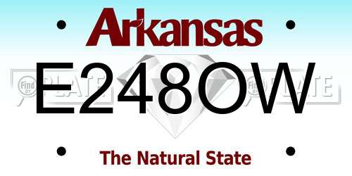 E248OW Arkansas License Plate