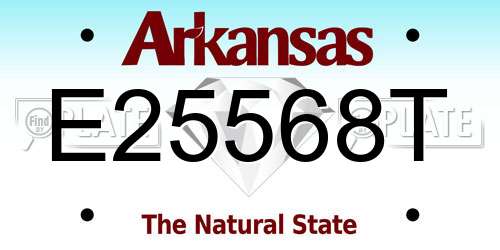 E25568T Arkansas License Plate