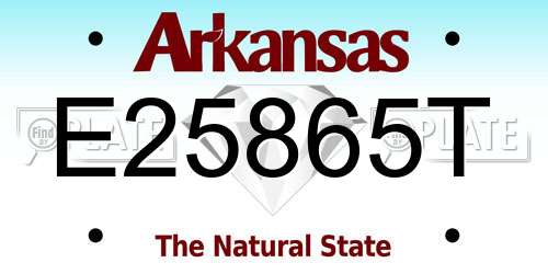 E25865T Arkansas License Plate