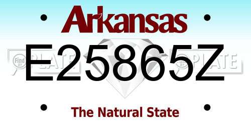 E25865Z Arkansas License Plate