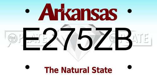 E275ZB Arkansas License Plate
