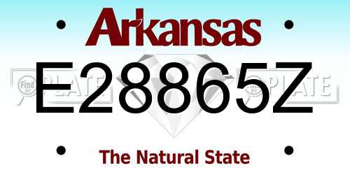 E28865Z Arkansas License Plate