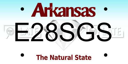 E28SGS Arkansas License Plate