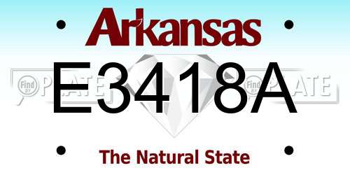 E3418A Arkansas License Plate