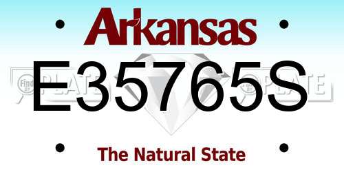 E35765S Arkansas License Plate