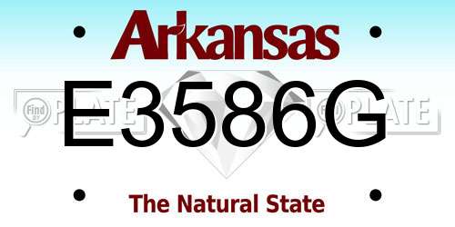 E3586G Arkansas License Plate