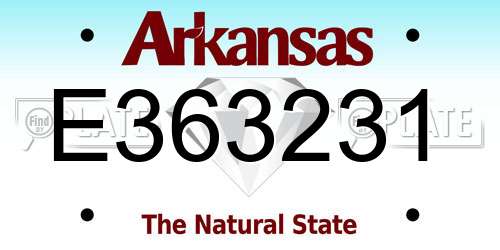 E363231 Arkansas License Plate