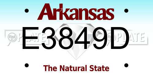 E3849D Arkansas License Plate