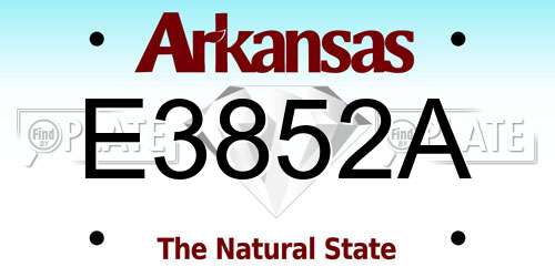 E3852A Arkansas License Plate