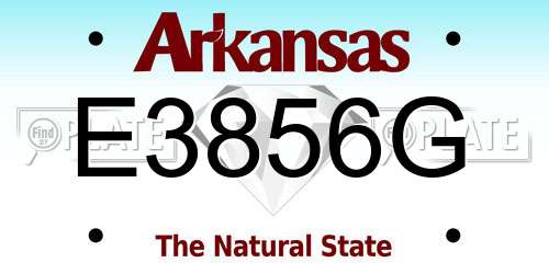 E3856G Arkansas License Plate