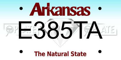 E385TA Arkansas License Plate