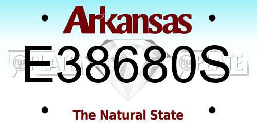E38680S Arkansas License Plate