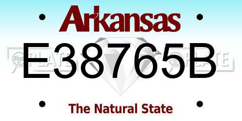 E38765B Arkansas License Plate
