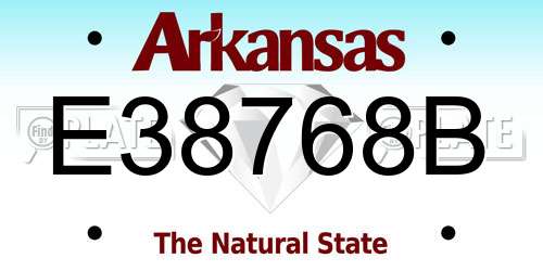 E38768B Arkansas License Plate