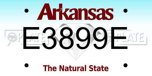 E3899E Arkansas License Plate
