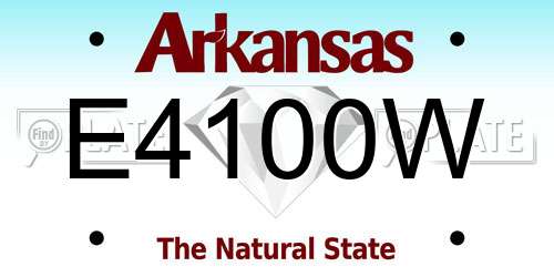 E4100W Arkansas License Plate