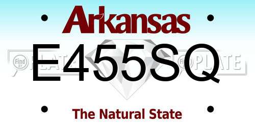 E455SQ Arkansas License Plate