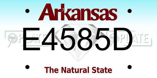 E4585D Arkansas License Plate