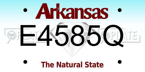 E4585Q Arkansas License Plate