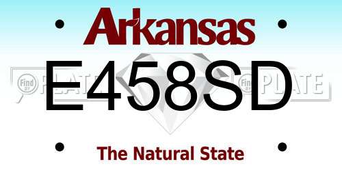 E458SD Arkansas License Plate