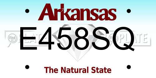E458SQ Arkansas License Plate