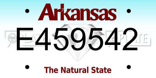 E459542 Arkansas License Plate