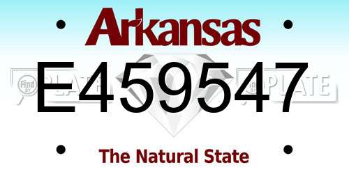E459547 Arkansas License Plate