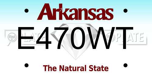 E470WT Arkansas License Plate
