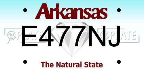 E477NJ Arkansas License Plate