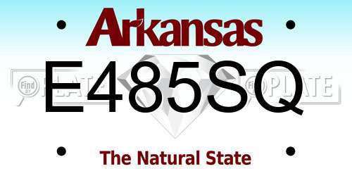 E485SQ Arkansas License Plate