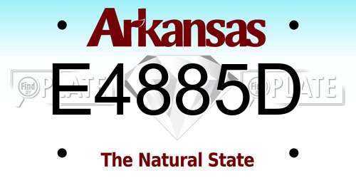 E4885D Arkansas License Plate
