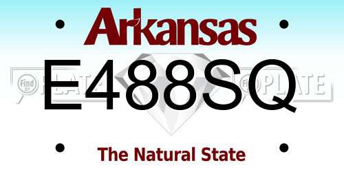 E488SQ Arkansas License Plate