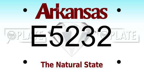 E5232 Arkansas License Plate