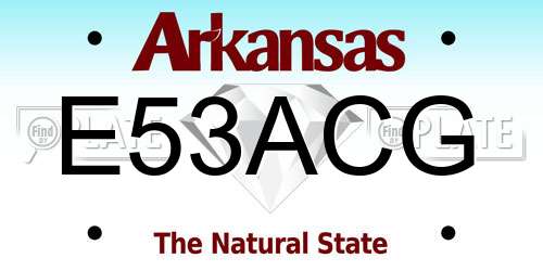 E53ACG Arkansas License Plate