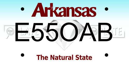 E55OAB Arkansas License Plate