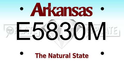 E5830M Arkansas License Plate