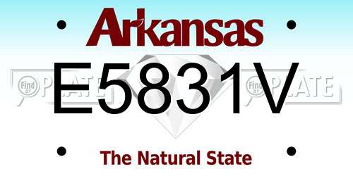 E5831V Arkansas License Plate