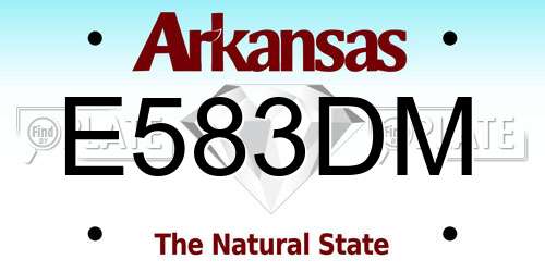 E583DM Arkansas License Plate