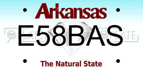 E58BAS Arkansas License Plate