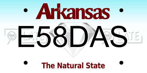E58DAS Arkansas License Plate