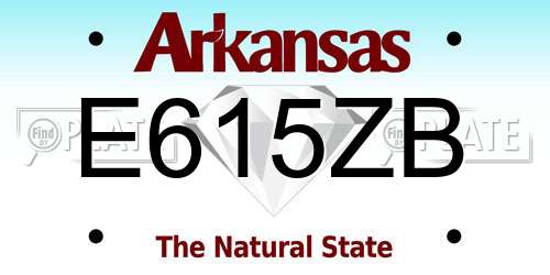 E615ZB Arkansas License Plate
