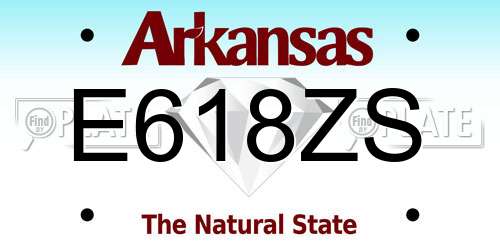 E618ZS Arkansas License Plate