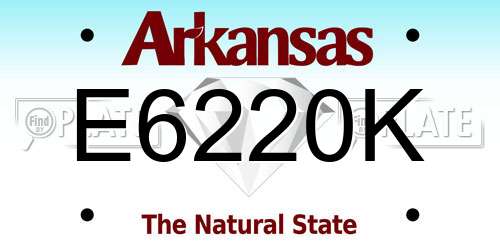 E6220K Arkansas License Plate