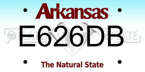 E626DB Arkansas License Plate
