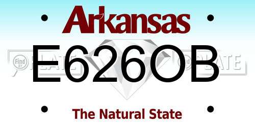 E626OB Arkansas License Plate