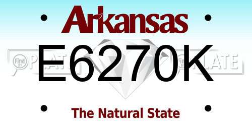 E6270K Arkansas License Plate