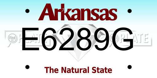 E6289G Arkansas License Plate