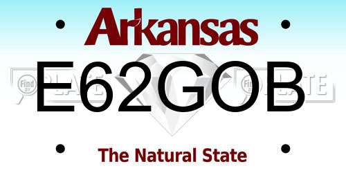 E62GOB Arkansas License Plate