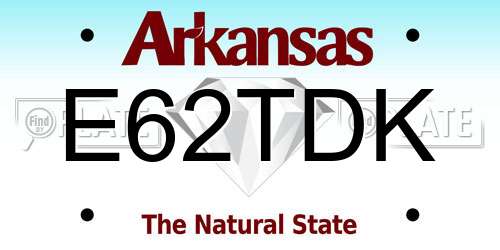 E62TDK Arkansas License Plate